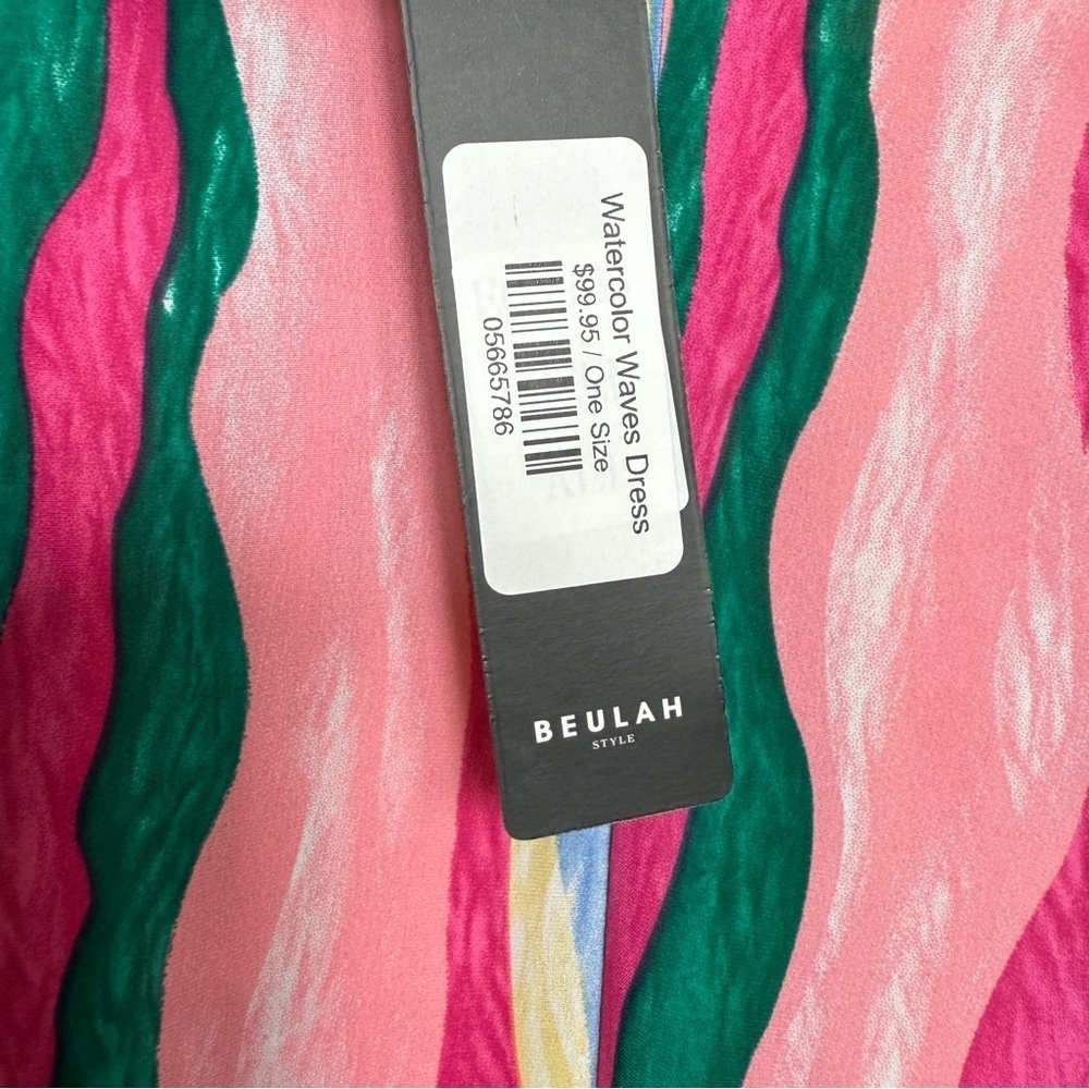 Beulah Women's Multicolor Striped Tunic Dress O/S 3/4 Sleeve Silk Blend Casual - Picture 9 of 9